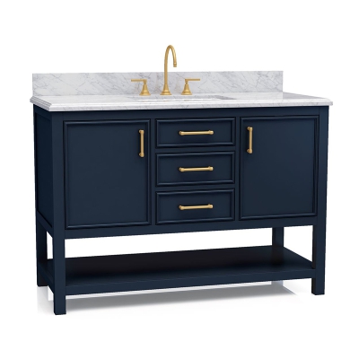 Marble Bathroom Vanity 48 Inch With Under Sink, 3 Drawer And 2 Doors Storage